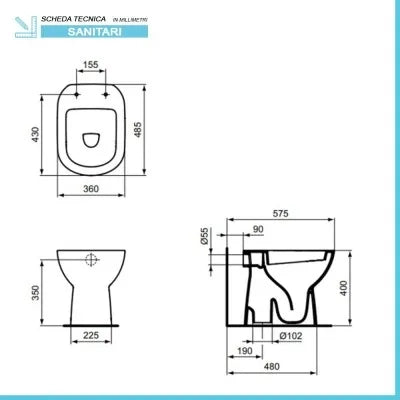 Sanitari Ideal Standard tradizionali scarico a terra e copriwater originale I.Life A