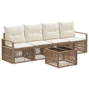 Set Divano da Giardino 5 pcs Beige polyrattan