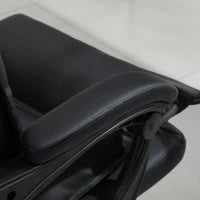 Poltrona da Ufficio in Finta Pelle Nera, Sedia Direzionale Altezza Regolabile con Schiena Alta Reclinabile 155° e Poggiapiedi