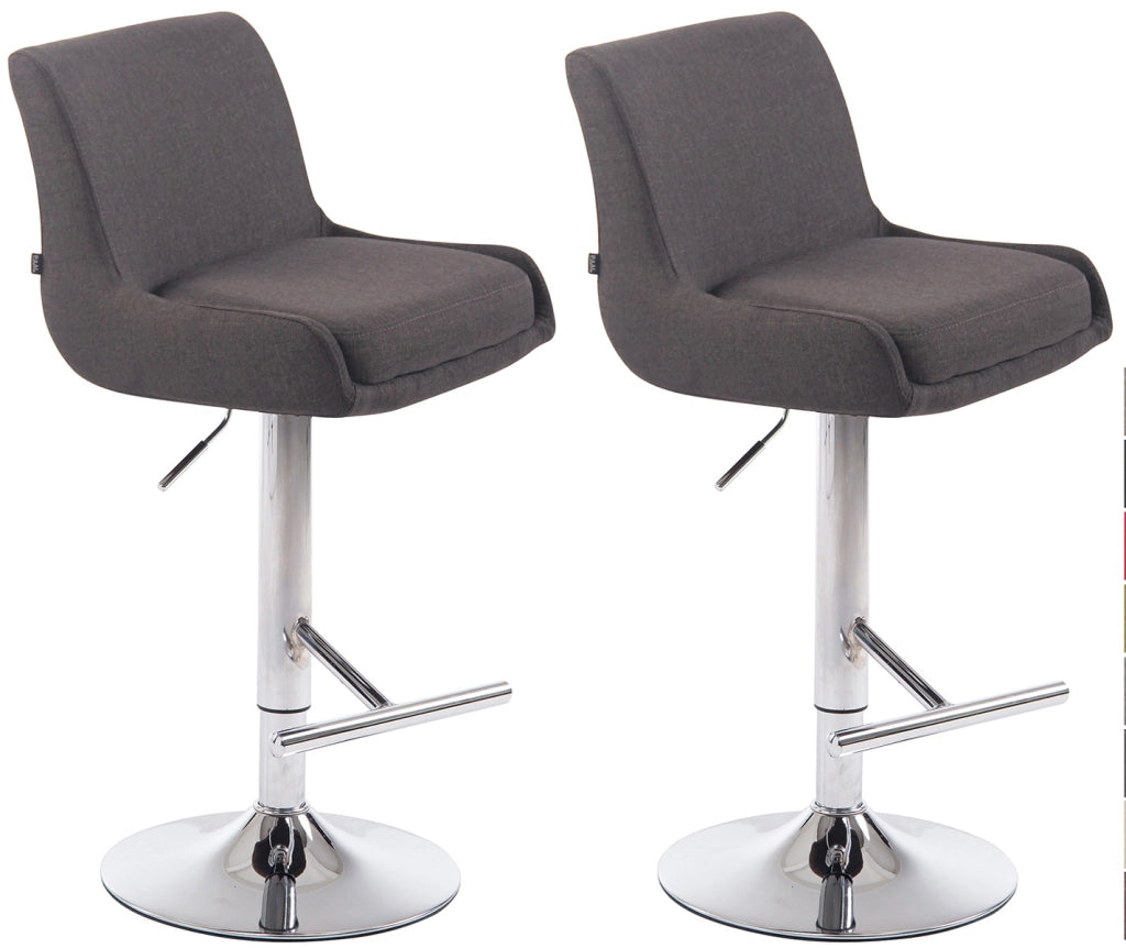Set 2 Sgabelli Bancone Club in Tessuto grigio scuro,cromo
