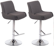 Set 2 Sgabelli Bancone Club in Tessuto grigio scuro,cromo