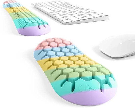 Set di sostegno per polso con design honeycomb e sostegno per topografo ergonomico, realizzato in materiale siliconico morbido per ridurre la pressione sul polso, adatto per l'uso in ufficio, a casa, per giochi, laptop e desktop (colore)