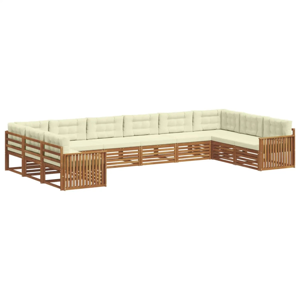 Set divani 6 pcs Naturale e Crema Legno di Acacia Massello 3374205