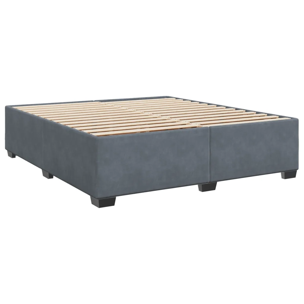 Giroletto a Molle con Materasso Grigio Scuro 180x200 cm Velluto