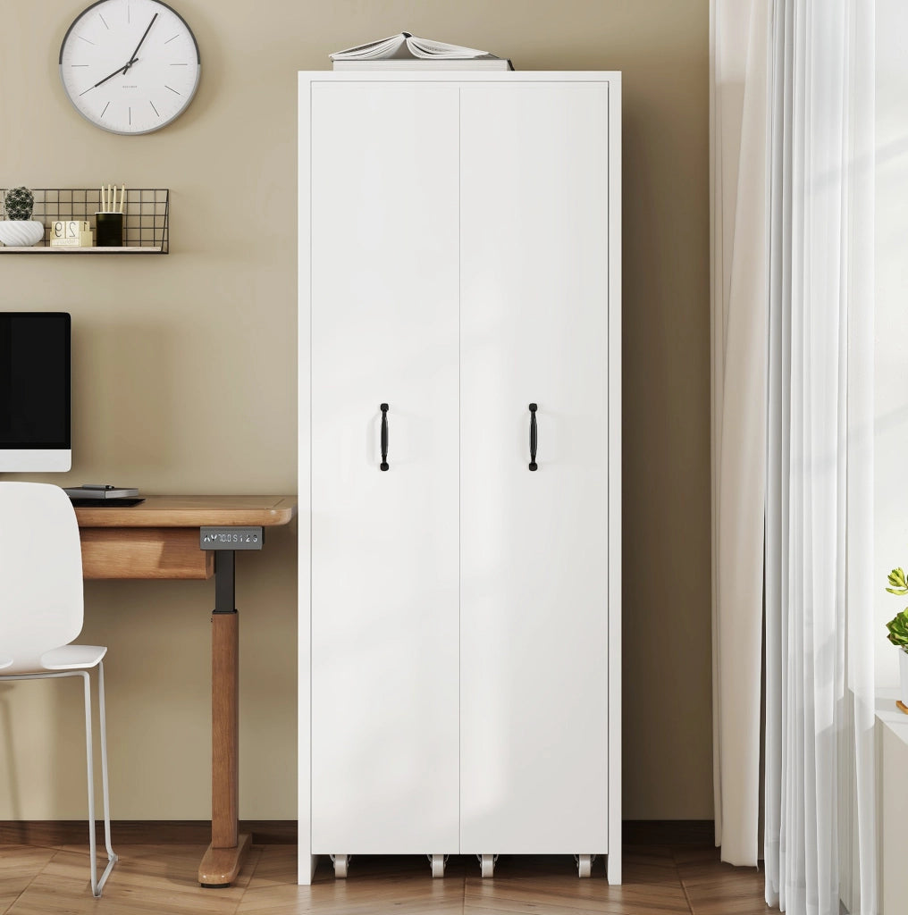Libreria estensibile bianca con ruote, 4 ripiani