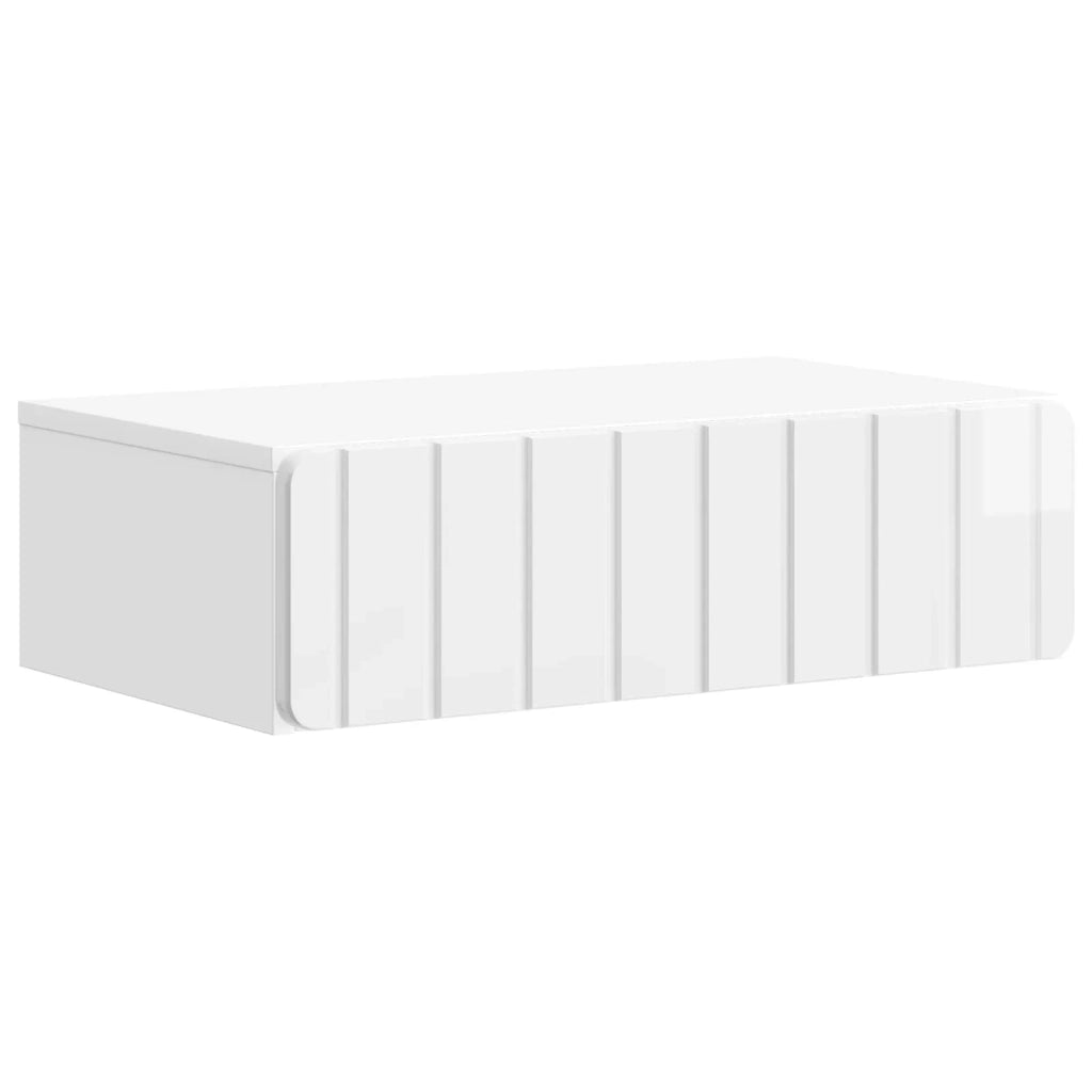 Tavolino da Parete Laterale Bianco Lucido 59 x 34,5 x 17 cm 898319