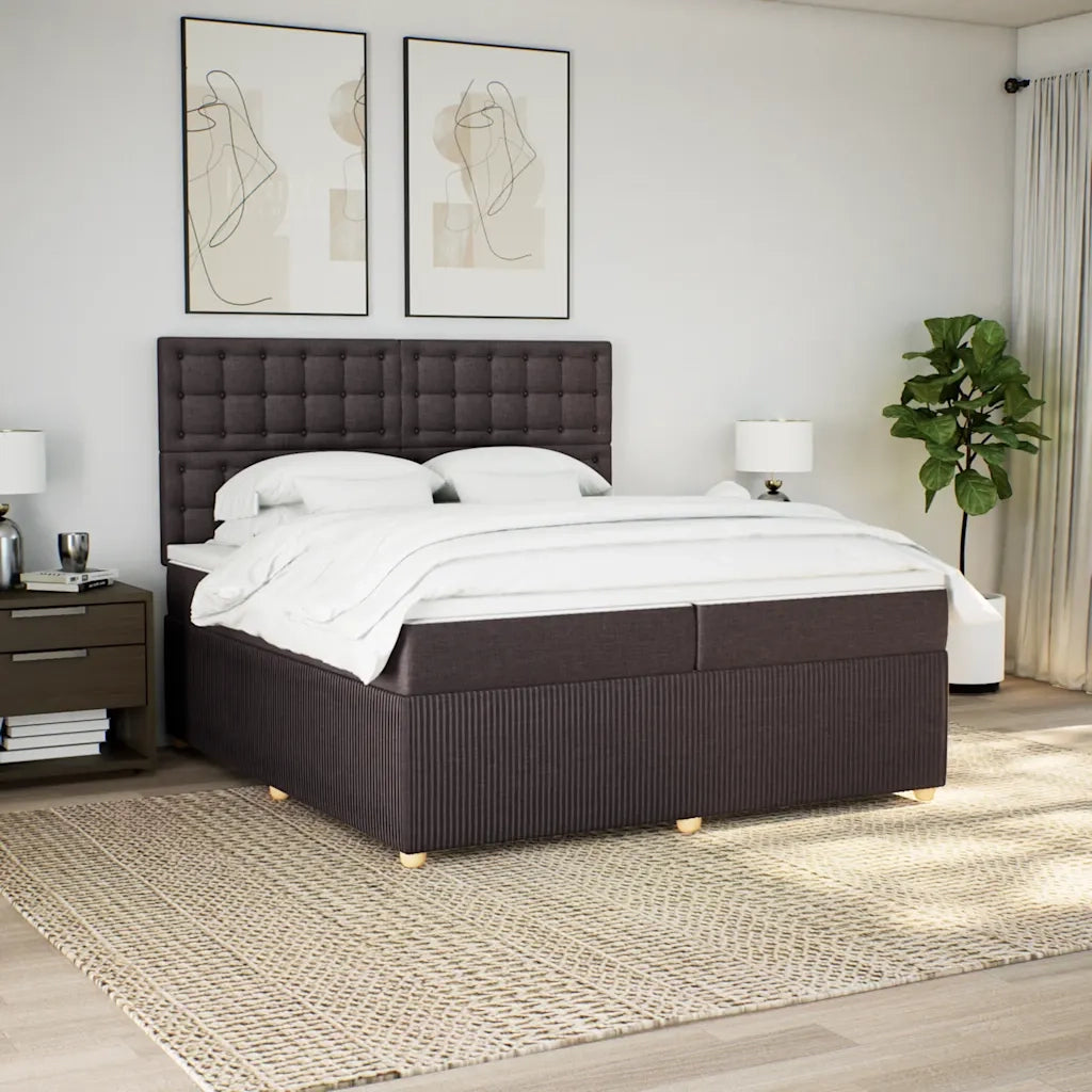 Giroletto a Molle con Materasso Marrone Scuro 200x200cm Tessuto 3294480