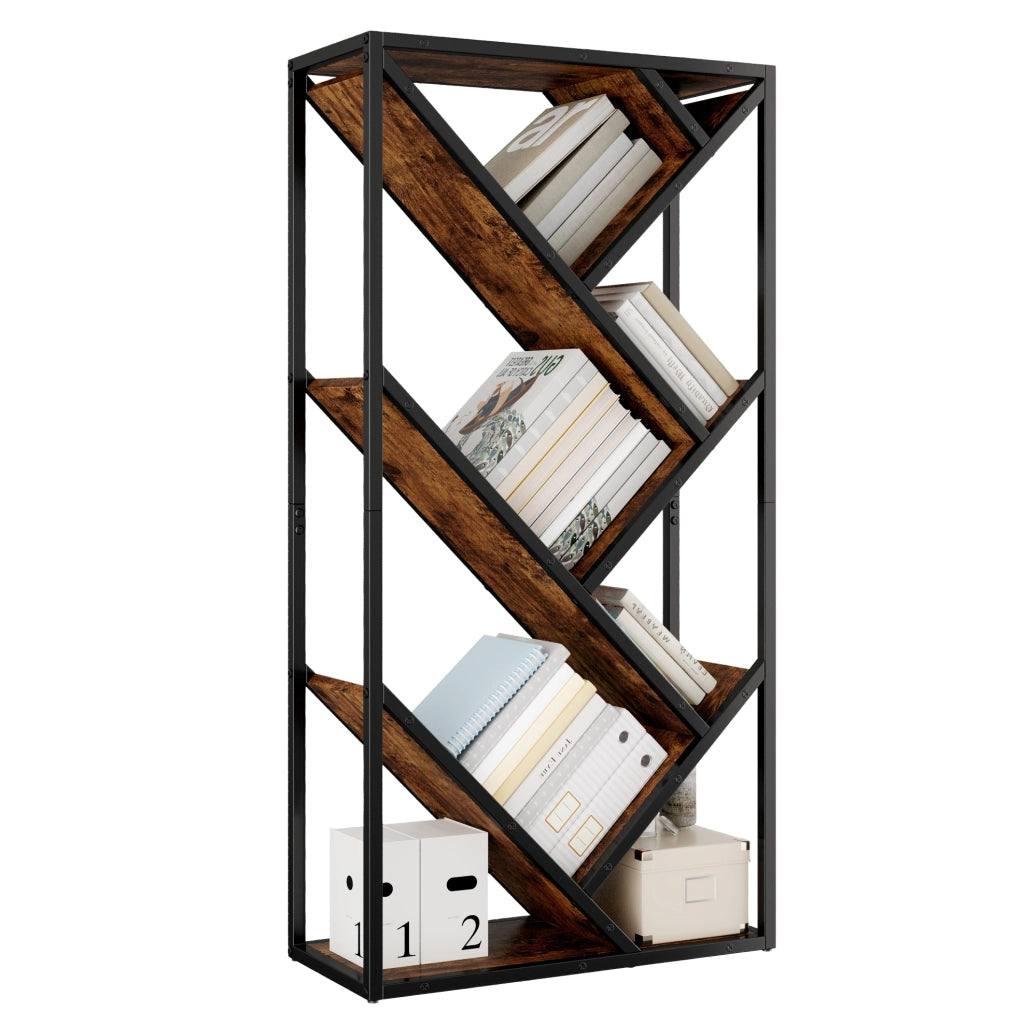 Libreria a forma di albero 80 x 35 x 160 cm in MDF e metallo; nero e marrone vintage