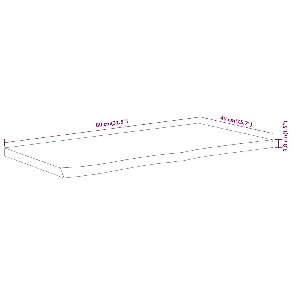 Piano Tavolo 80x40x3,8 cm Rettangolare Legno Acacia Bordi Vivi 370298