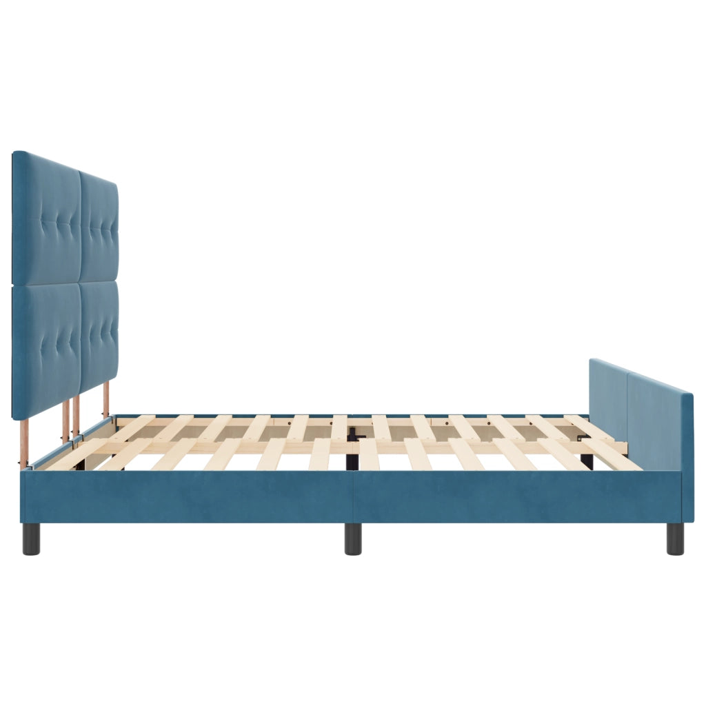 Letto Blu Scuro 200x200 cm in Velluto