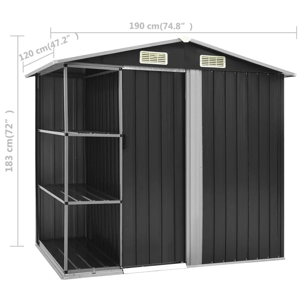 Casetta da giardino cabina ripostiglio casetta da esterno robusta casetta per attrezzi con ripiano 205 x 130 x 183 cm ferro grigio 02_0022222