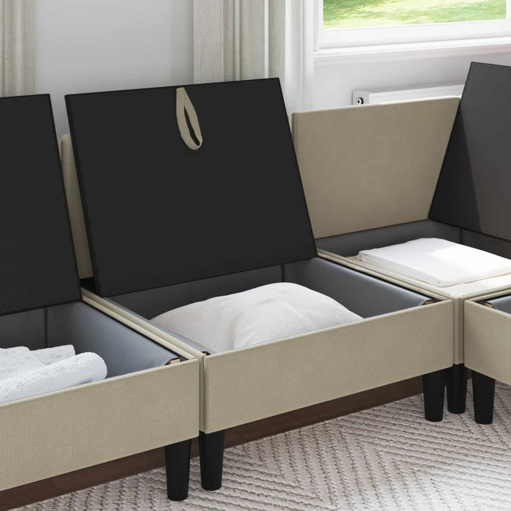 Divano Medio con Storage Sabbia Velluto 42027117