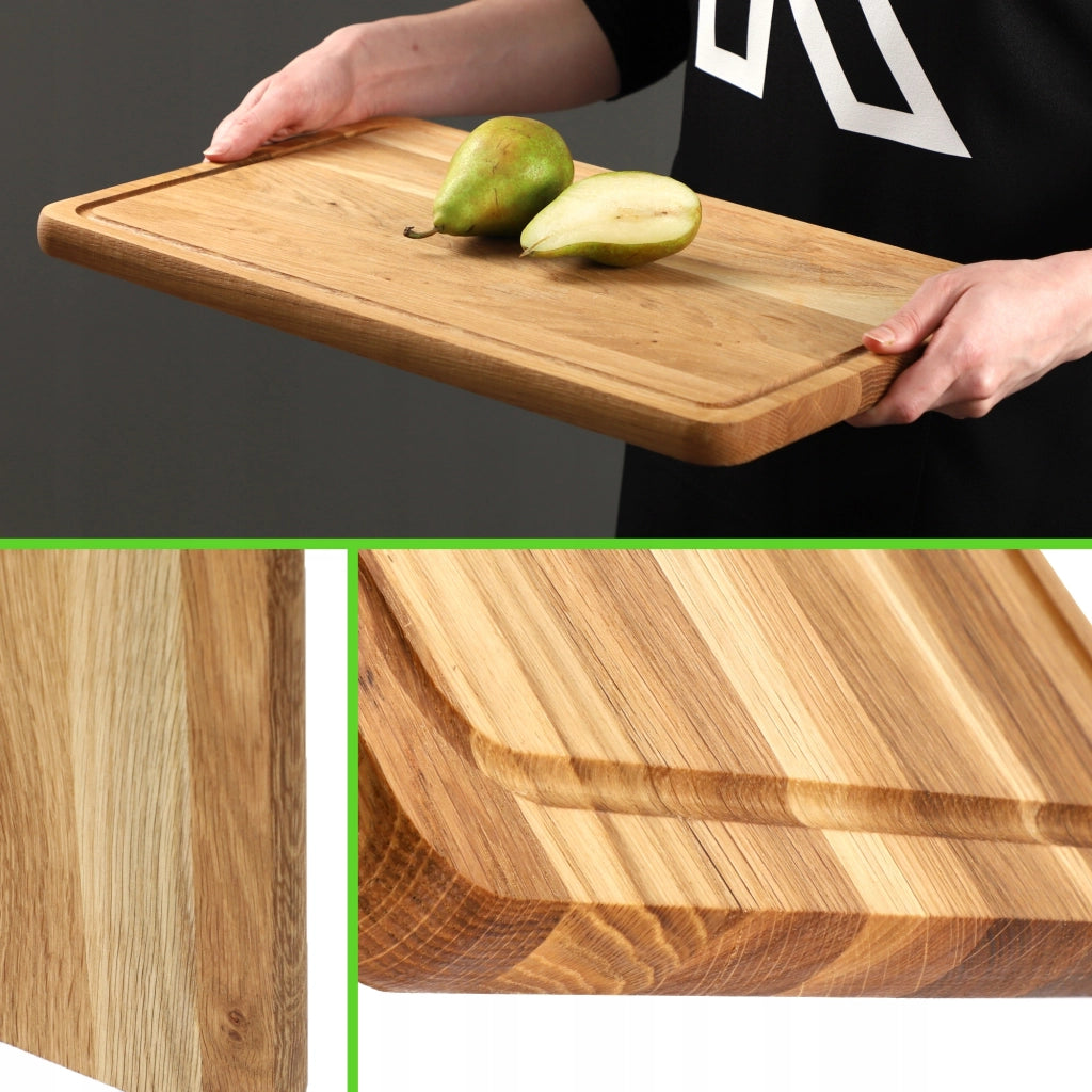 Tagliere da cucina in legno KADAX 45x30 cm, in rovere massello, ideale per servire.
