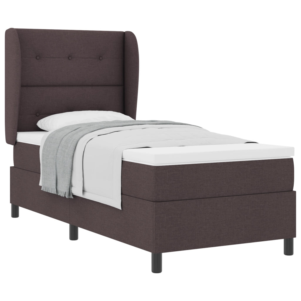 Letto Box Spring con Materasso Marrone Scuro 80x200 cm Tessuto