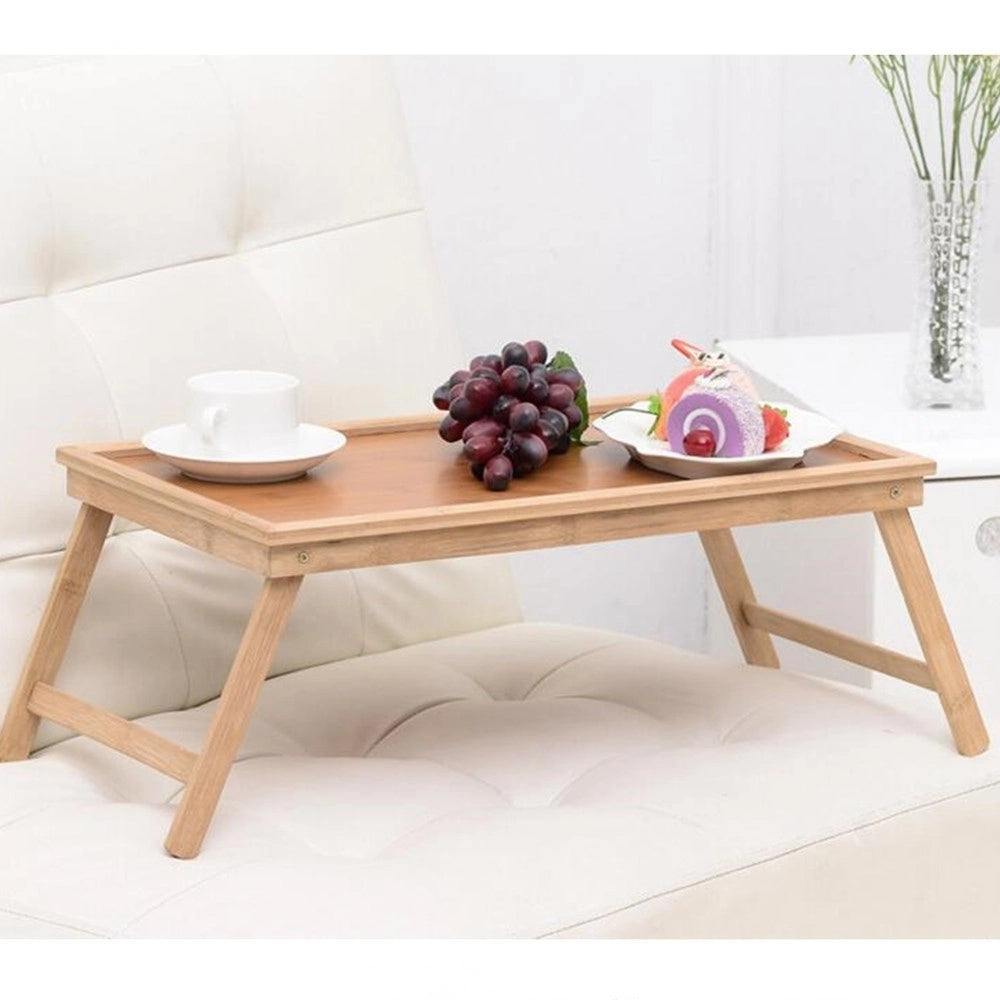 Trade Shop - Vassoio Snack Colazione Pieghevole In Legno Altezza 50x21x31 Cm Richiudibile -