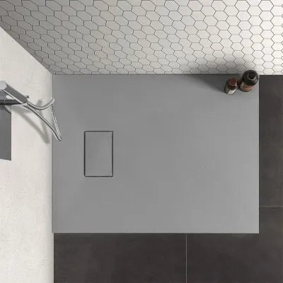 Piatto doccia 80x100 filo pavimento Agorà in resina grigio pietra