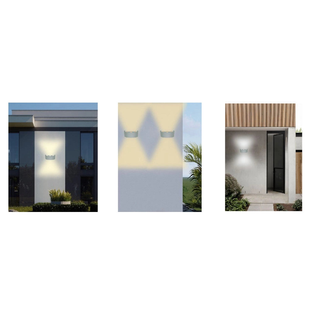 Trade Shop - Applique Esterno Led 16w Crown Ip65 Up & Down Grigio Luce Calda Fredda Natural -