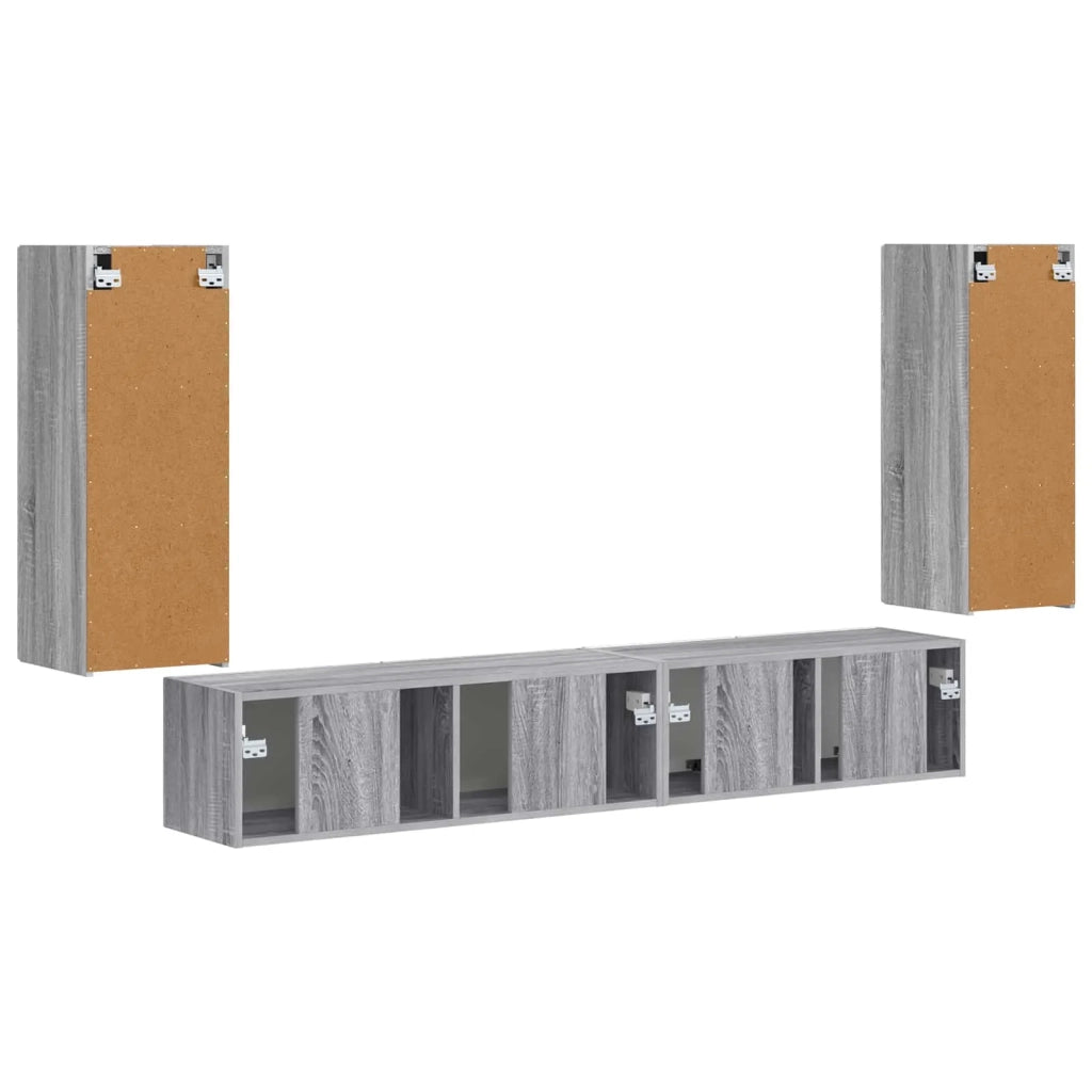 Set mobile TV 4 pcs Grigio Sonoma Legno multistrato