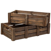 Set 2 cassette legno marrone 74x41x19-65x33,5x17h cm