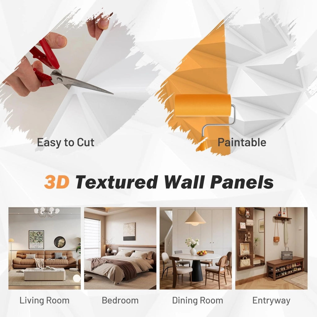 40 pannelli da parete 3D diamantati, 50 x 50 cm, rivestimento da parete 3D, pannelli da parete in PVC impermeabile, pannelli da soffitto quadrati, decorazione da parete per interni 10 m²