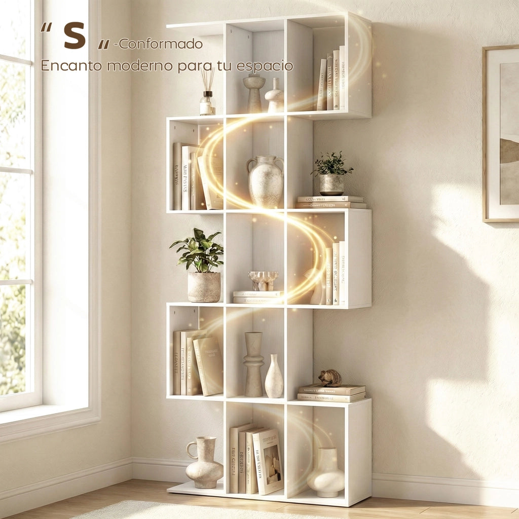 Libreria Scaffale 5 Livelli Soggiorno Studio Ufficio ¨C zephmum ¨C 80x24x200 cm Bianco
