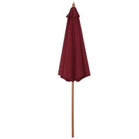 Ombrellone da Giardino 2.5x2.5 m con Tettuccio Antivento in Poliestere Rosso e Palo in Legno