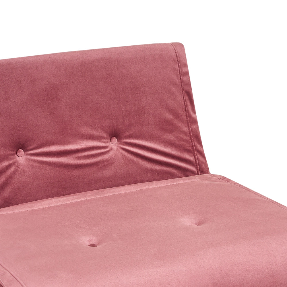 Divano letto 1 posto in velluto rosa con cuscino e gambe in metallo dorato pieghevole senza braccioli dorato glamour