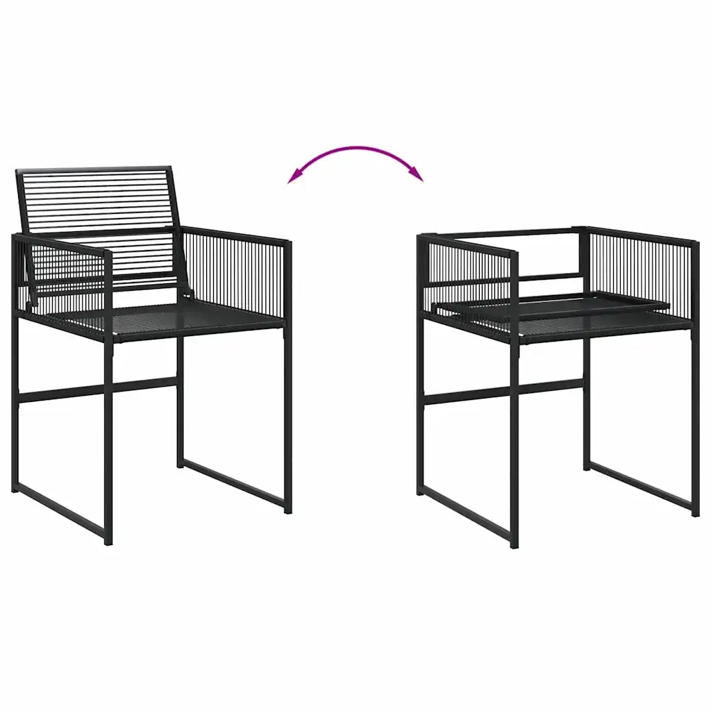 Set da Pranzo da Giardino 7 pz | Set Salotto da Giardino Nero in Polyrattan