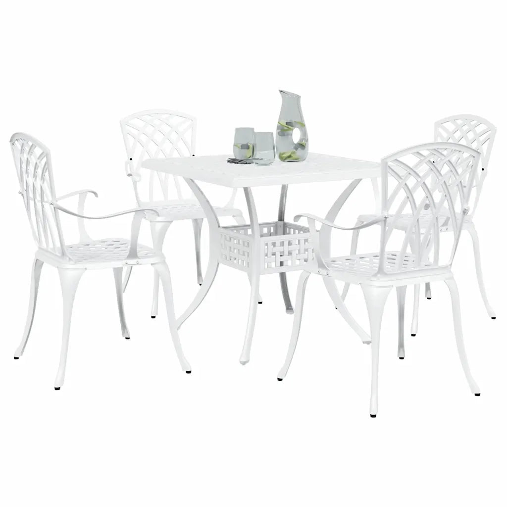 Set di Tavolo da Giardino 5 pcs Bianco Alluminio pressofuso 3334762