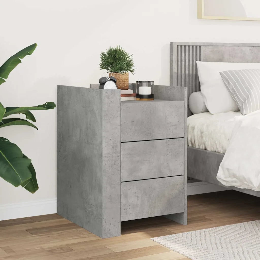Comodino | Armadio da Notte | Mobiletto da notte Grigio Cemento 45x50x65 cm in Legno Multistrato