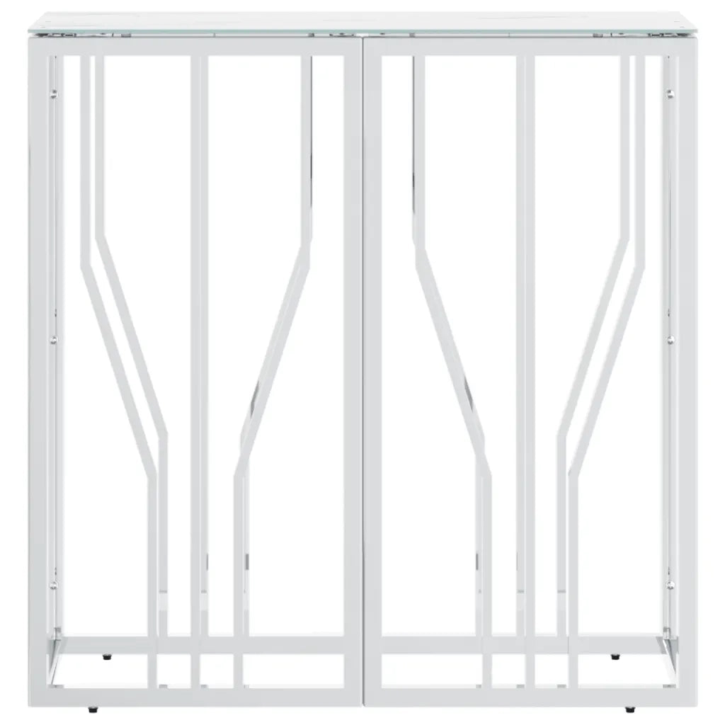 vidaXL Tavolino Consolle Argento 70x30x70 cm in Acciaio Inox e Vetro