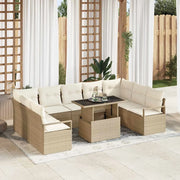 Set Divano da Giardino 10 pcs Beige e Crema polyrattan