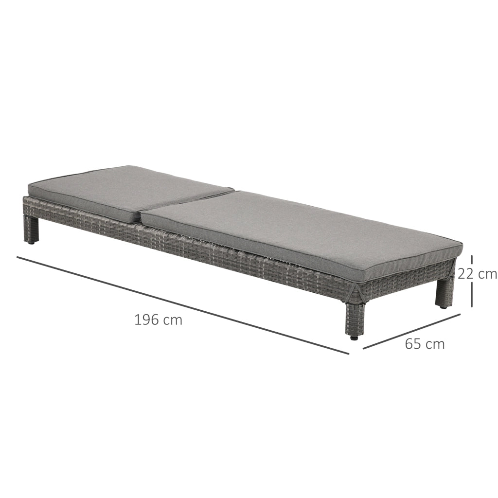 Easycomfort Set 2 Sdraio da Giardino Cuscino Imbottito Regolabile su 6 Livelli in Rattan 196 x 65 x 22 cm, Grigio