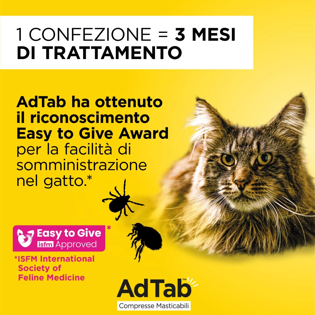 Compresse Antiparassitarie Masticabili AdTab per Gatti da 2 a 8 kg 3 Compresse da 48 mg Protezione Mensile contro Pulci e Zecche Elanco