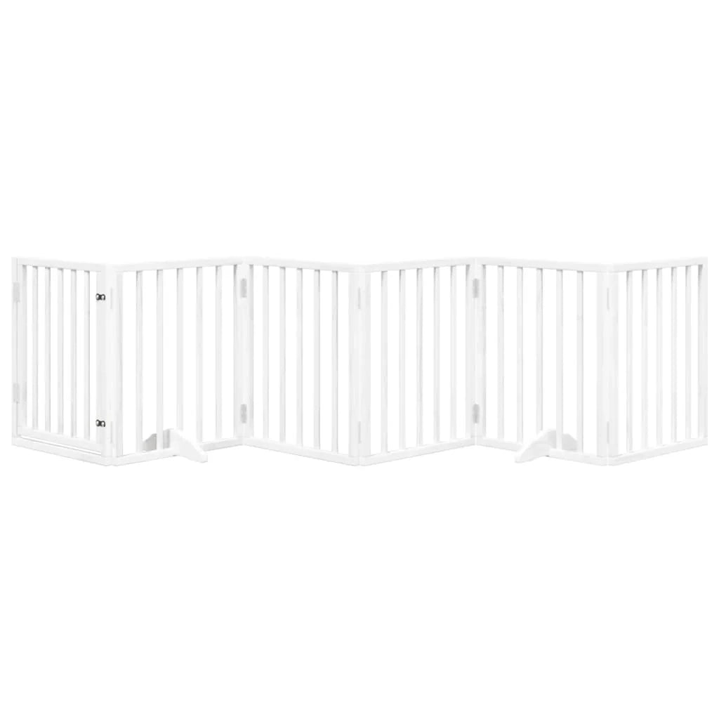 Cancelletto e porta di sicurezza per animali domestici 6 pannelli legno di pioppo bianco 02_0023357