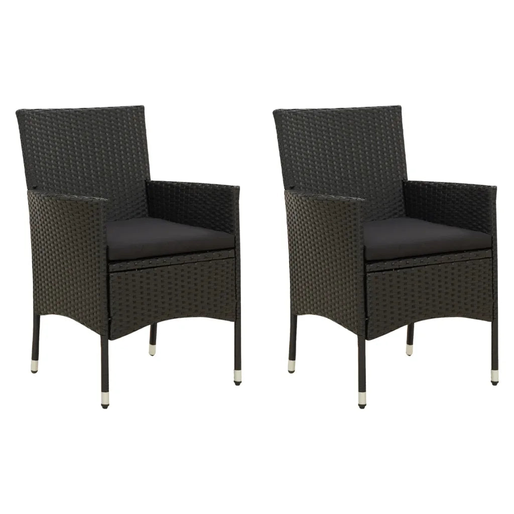 Sedie da Giardino con Cuscini 2 pz in Polyrattan Nere cod mxl 23201