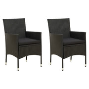 Sedie da Giardino con Cuscini 2 pz in Polyrattan Nere cod mxl 23201