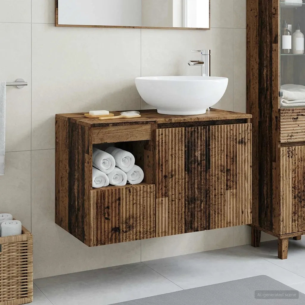Set di mobili per il bagno 2 pz Legno antico 3404092
