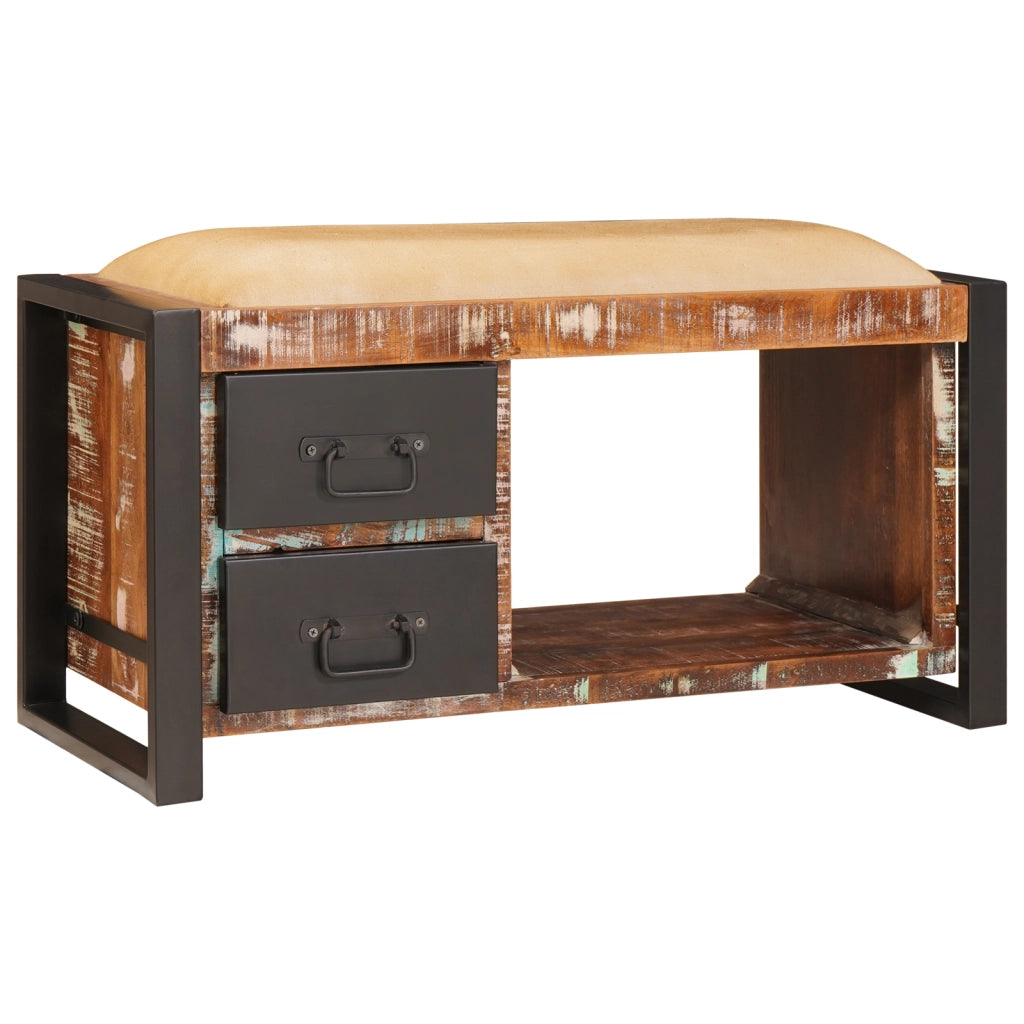 Panchina da archiviazione Multicolore 80x35x40 cm Legno solido di recupero