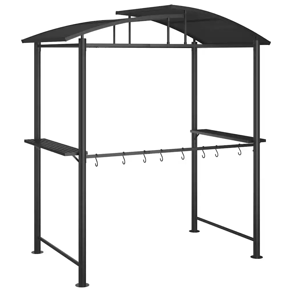 Gazebo | Pergolato Barbecue Ripiani Laterali Antracite 210x114x230 Acciaio