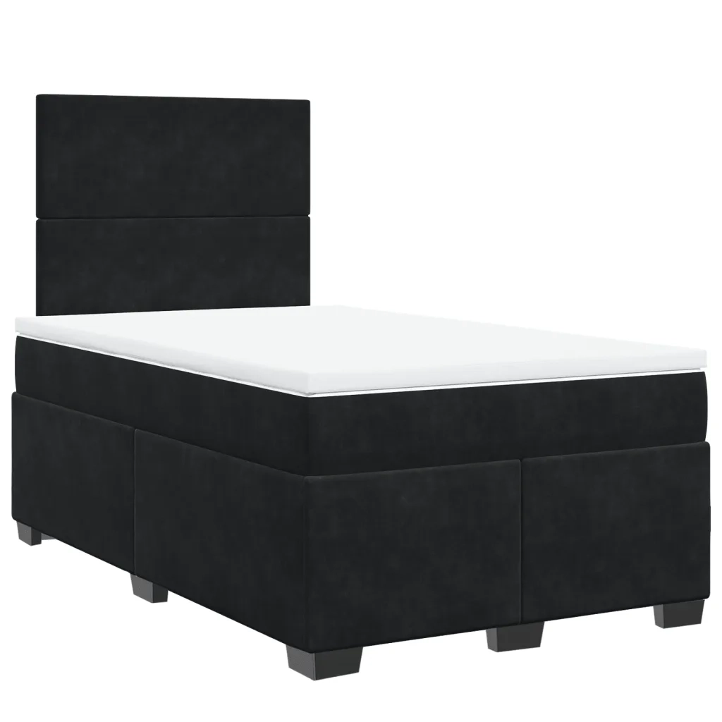 Giroletto a Molle con Materasso Nero 120x190 cm in Velluto