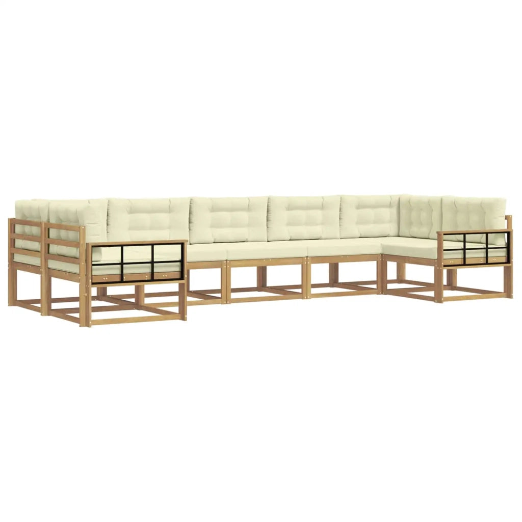 Set di divani da esterno con cuscino 7 pcs Bianco e Crema 3386979