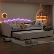 LETTO Divano letto estraibile 90x200 cm Beige in velluto e MDF