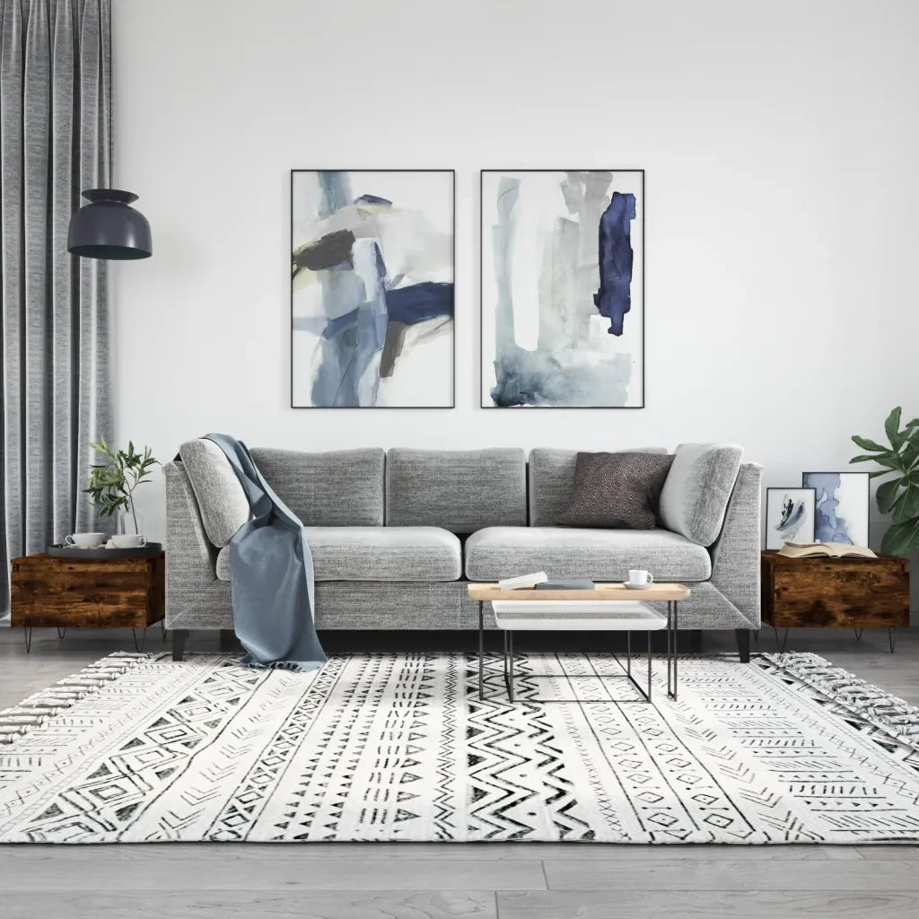 2 pz Tavolini salotto | Tavolino da caff¨¨ | Tavolino da Soggiorno Rovere Fumo 50x46x35 cm Legno Multistrato