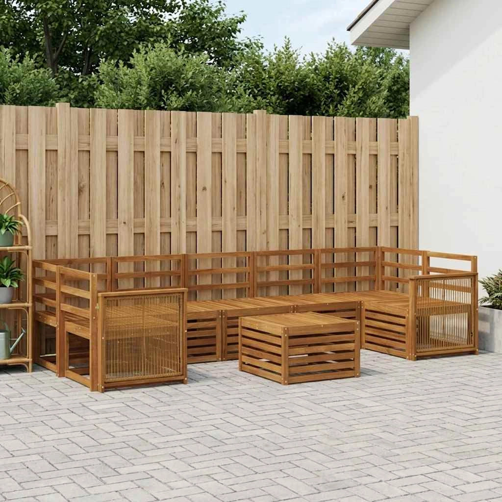 Set di divani da esterno 8 pz Naturale Legno di Acacia Massello 3384145