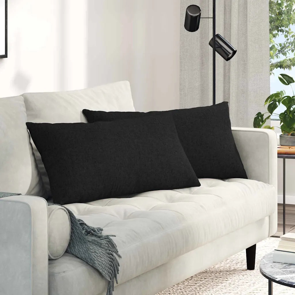 Cuscini da Divano 2 pcs Nero 80 x 40 cm Tessuto