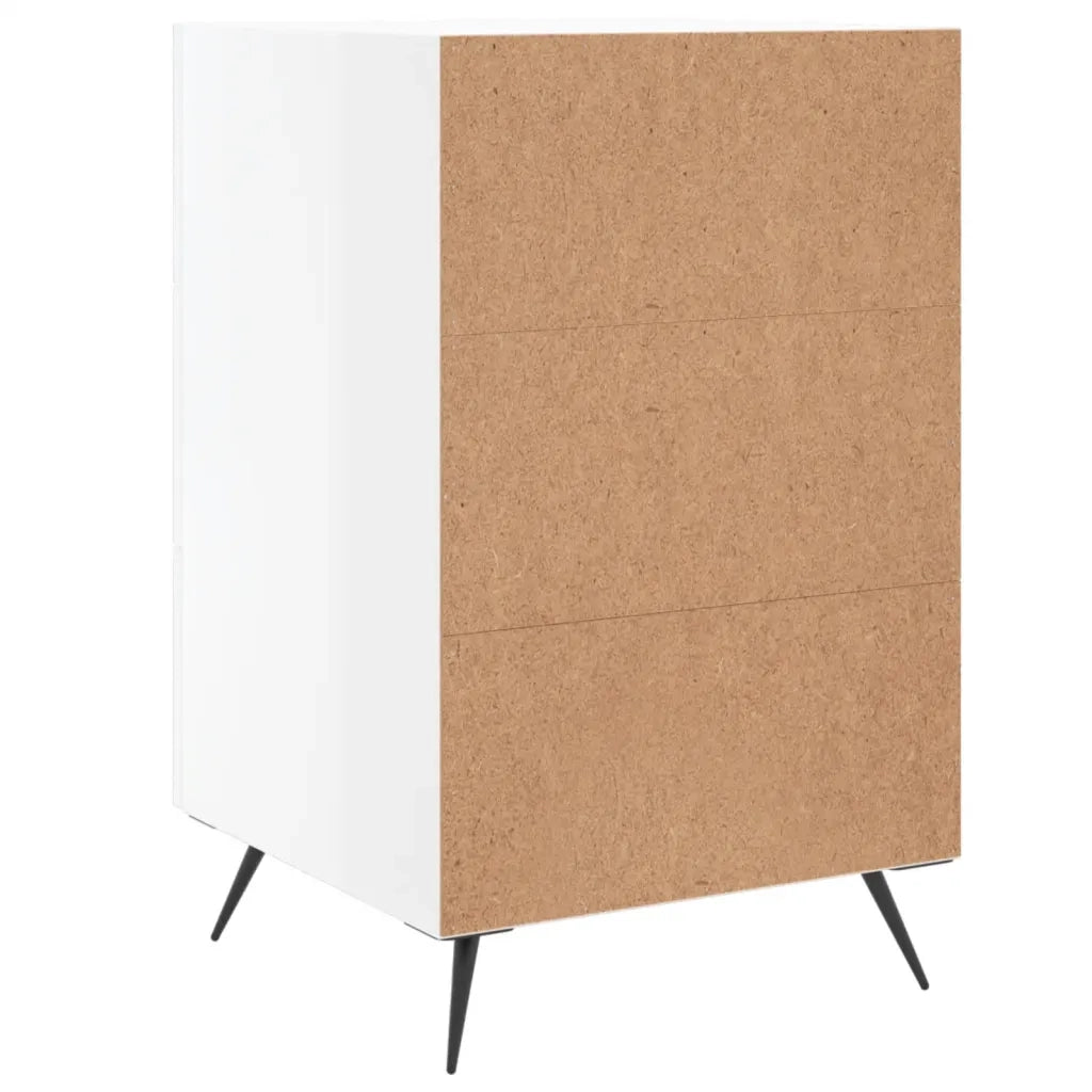Comodino | Armadio da Notte | Mobiletto da notte Bianco Lucido 40x40x66 cm in Legno Multistrato