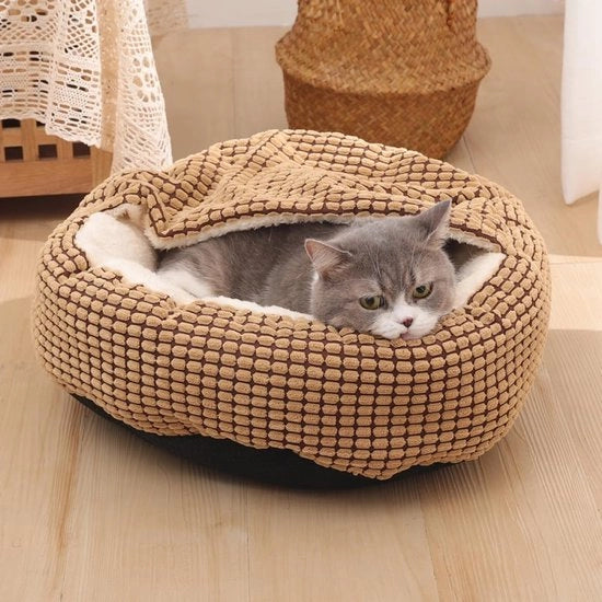 Letto per cani e gatti con cuscino per cani e gatti, divano per cani e gatti, cuscino per cani e gatti, dimensioni 50*50*22cm, materasso antiscivolo, colore marrone, lavabile.