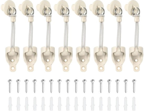 Set di 8 Bungee universali per sostituzione di componenti di zonatura, cavi Bungee, anelli di fissaggio Bungee, estremità di fissaggio per cavo per tende esterne e interne, colore beige