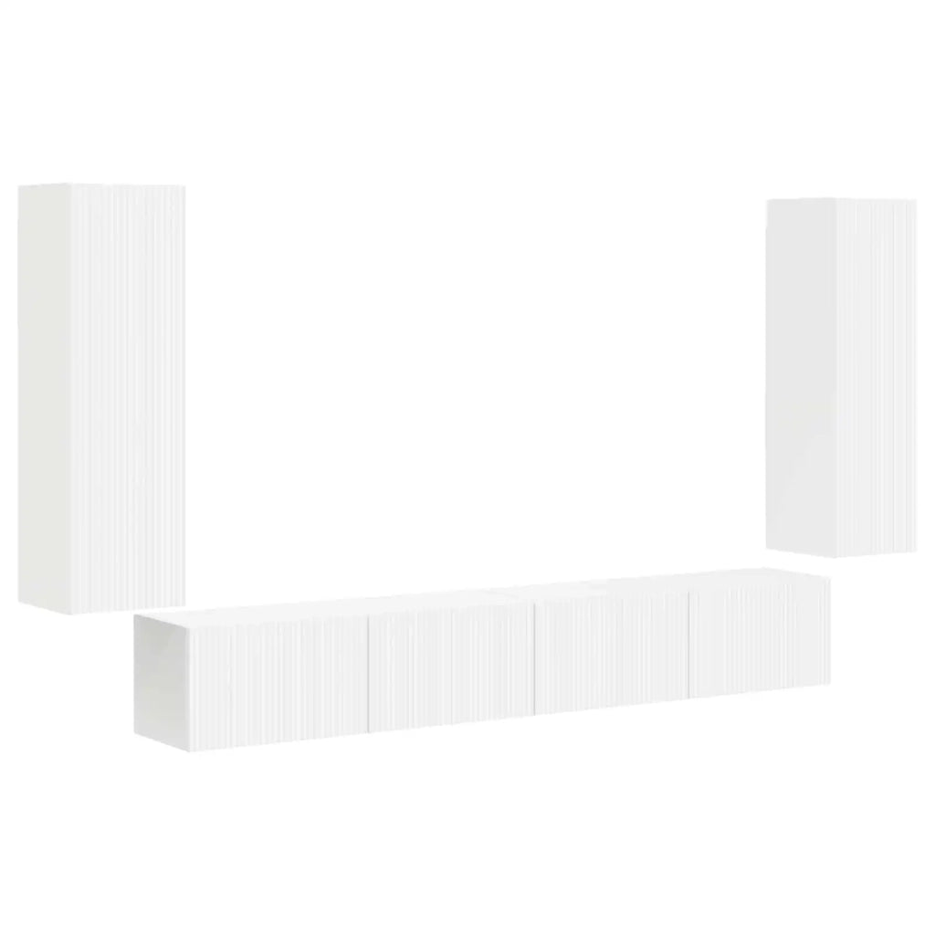 Set di Mobiletto da TV a Parete 4 pcs Bianco Legno multistrato